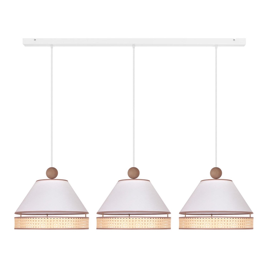 Duolla - Hanglamp aan een koord AVIGNON 3xE27/15W/230V wit/rotan