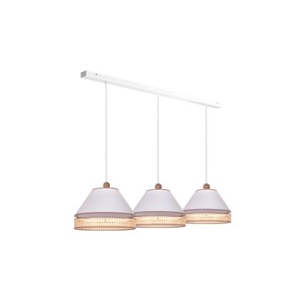 Duolla - Hanglamp aan een koord AVIGNON 3xE27/15W/230V wit/rotan