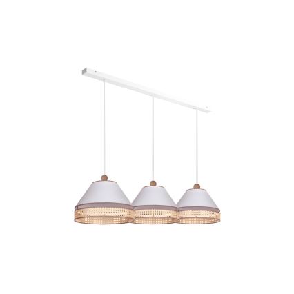 Duolla - Hanglamp aan een koord AVIGNON 3xE27/15W/230V wit/rotan