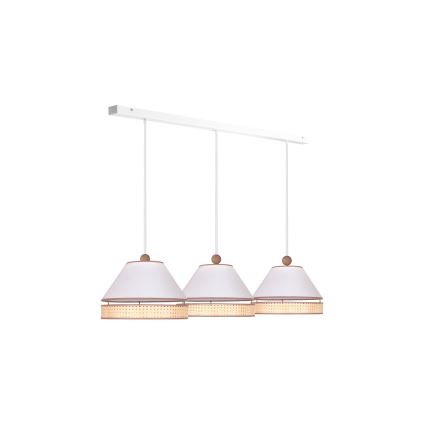 Duolla - Hanglamp aan een koord AVIGNON 3xE27/15W/230V wit/rotan