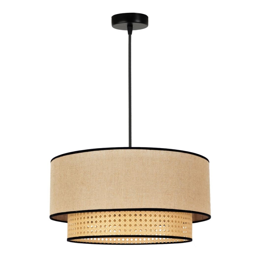 Duolla - Hanglamp aan een koord BOHO 1xE27/15W/230V diameter 45 cm beige/rotan