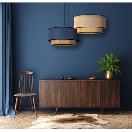 Duolla - Hanglamp aan een koord BOHO 1xE27/15W/230V diameter 45 cm beige/rotan