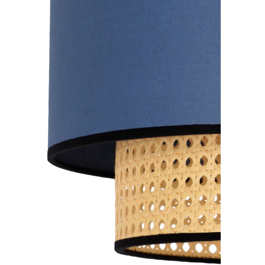 Duolla - Hanglamp aan een koord BOHO 1xE27/15W/230V diameter 45 cm blauw/rotan