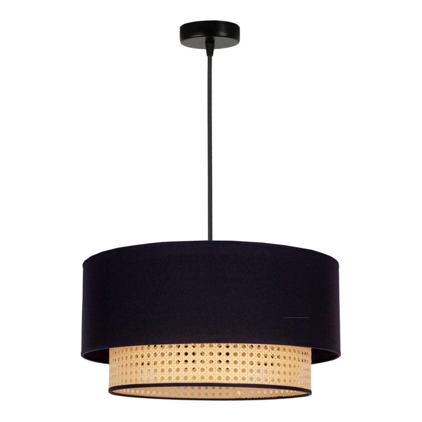 Duolla - Hanglamp aan een koord BOHO 1xE27/15W/230V diameter 45 cm zwart/rotan