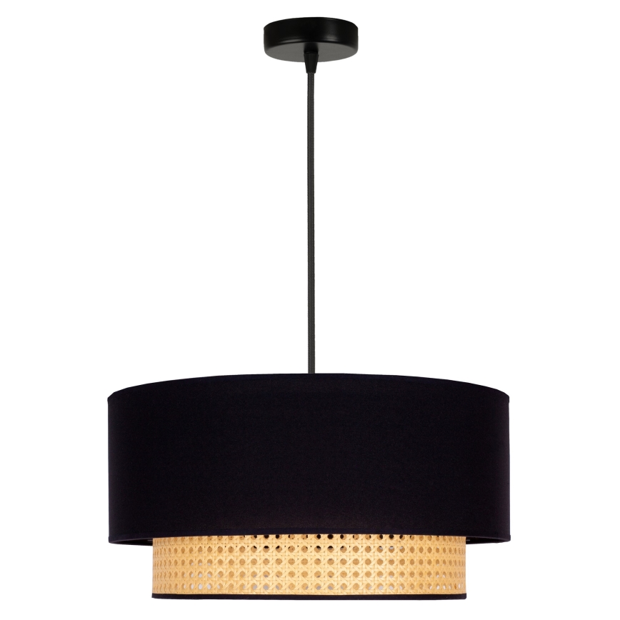 Duolla - Hanglamp aan een koord BOHO 1xE27/15W/230V diameter 45 cm zwart/rotan