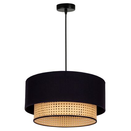 Duolla - Hanglamp aan een koord BOHO 1xE27/15W/230V diameter 45 cm zwart/rotan