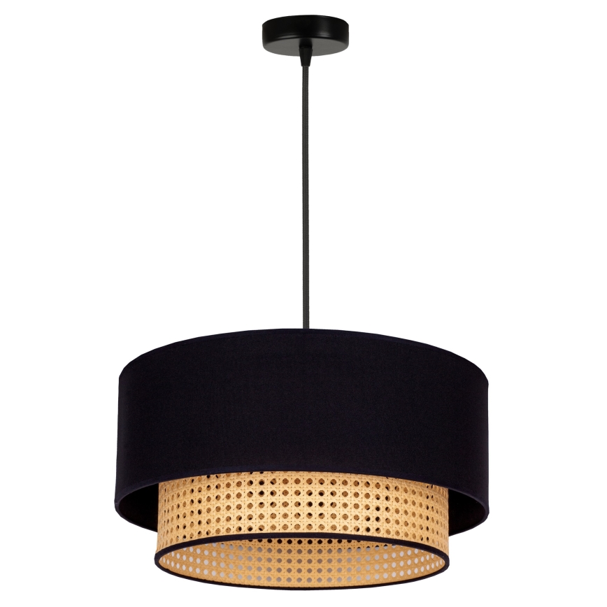 Duolla - Hanglamp aan een koord BOHO 1xE27/15W/230V diameter 45 cm zwart/rotan