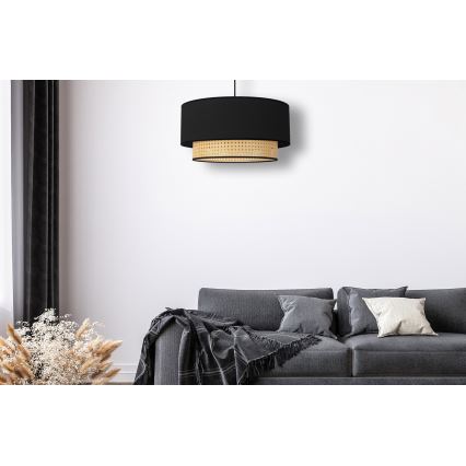 Duolla - Hanglamp aan een koord BOHO 1xE27/15W/230V diameter 45 cm zwart/rotan
