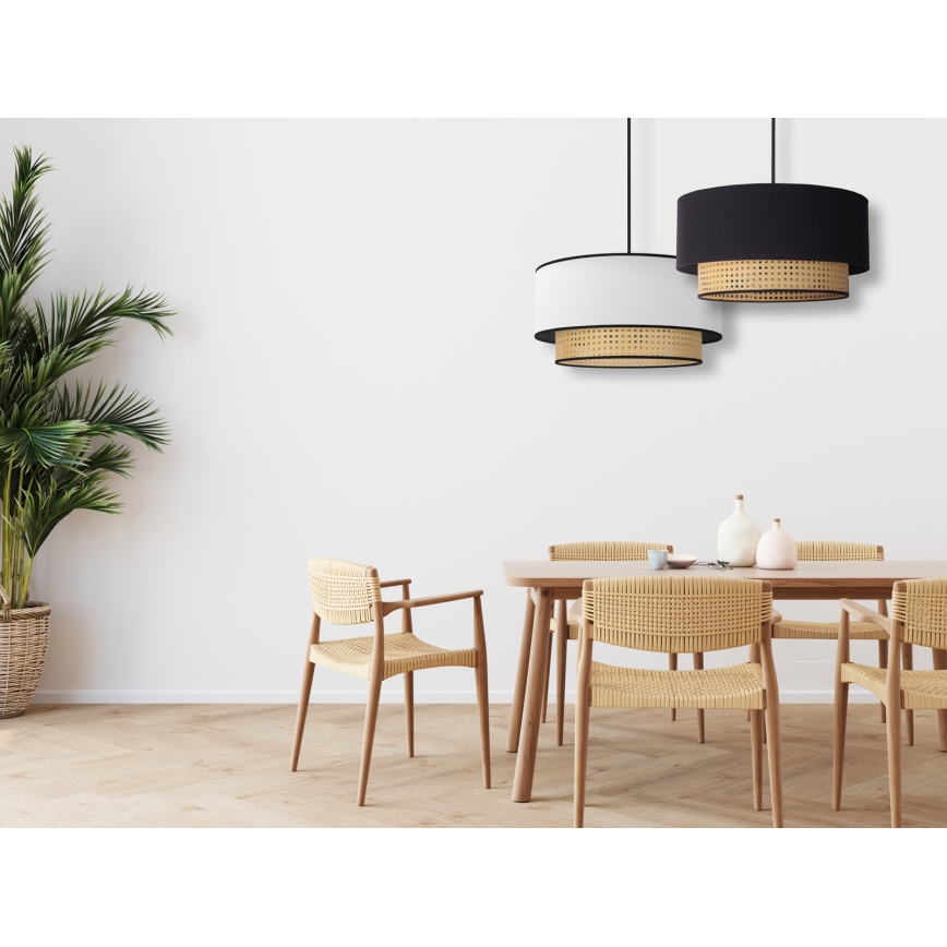 Duolla - Hanglamp aan een koord BOHO 1xE27/15W/230V diameter 45 cm zwart/rotan