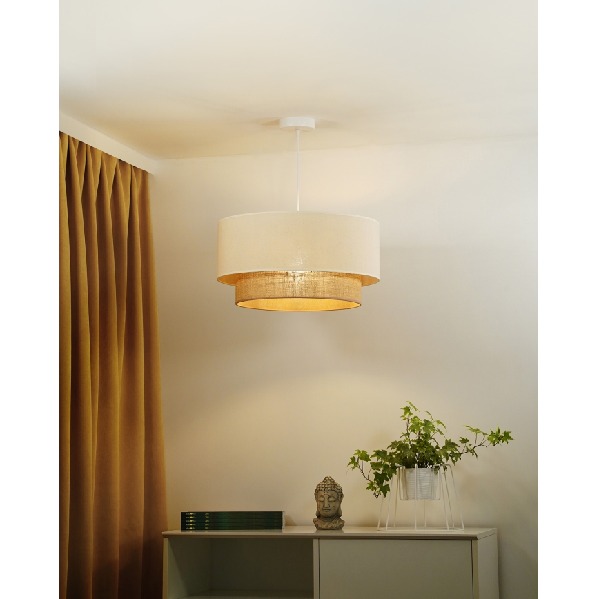 Duolla - Hanglamp aan een koord BOHO 1xE27/40W/230V diameter 45 cm crème/bruin