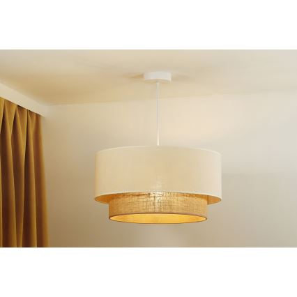 Duolla - Hanglamp aan een koord BOHO 1xE27/40W/230V diameter 45 cm crème/bruin