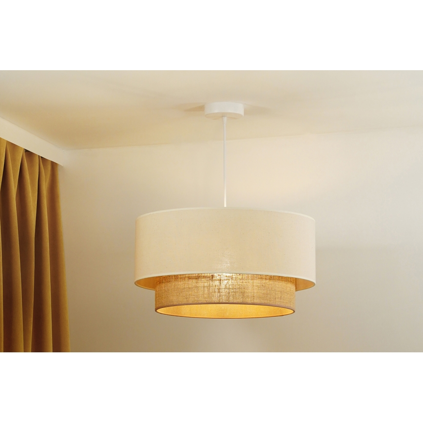 Duolla - Hanglamp aan een koord BOHO 1xE27/40W/230V diameter 45 cm crème/bruin
