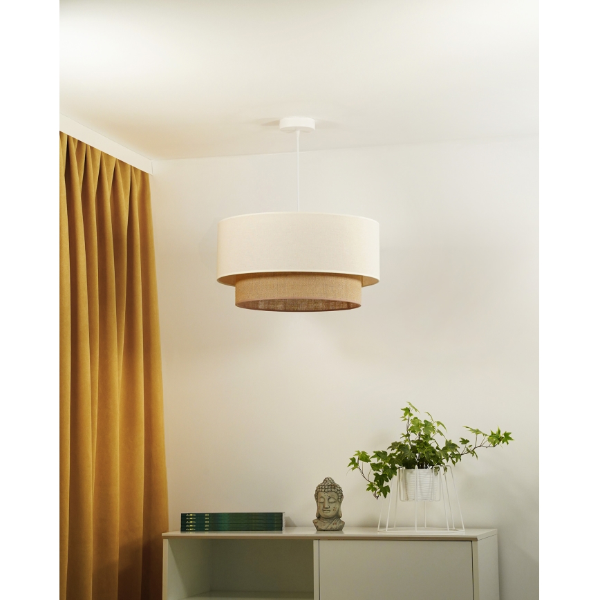 Duolla - Hanglamp aan een koord BOHO 1xE27/40W/230V diameter 45 cm crème/bruin