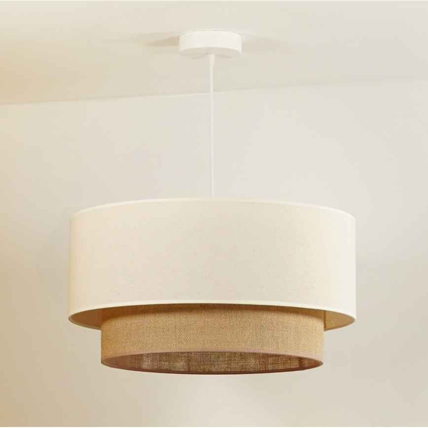 Duolla - Hanglamp aan een koord BOHO 1xE27/40W/230V diameter 45 cm crème/bruin