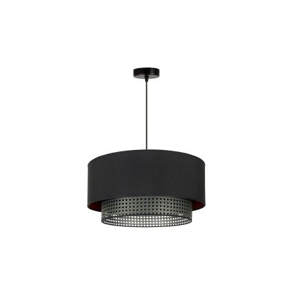 Duolla - Hanglamp aan een koord BOHO RATTAN 1xE27/15W/230V diameter 45 cm zwart