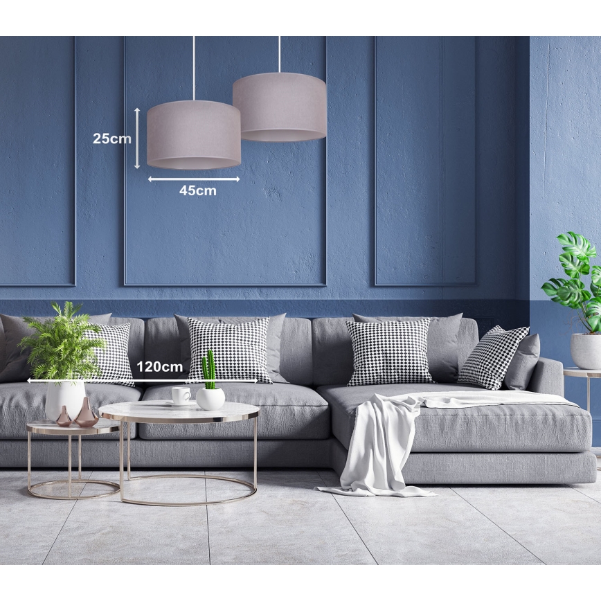 Duolla - Hanglamp aan een koord BRISTOL 1xE27/40W/230V diameter 45 cm grijs