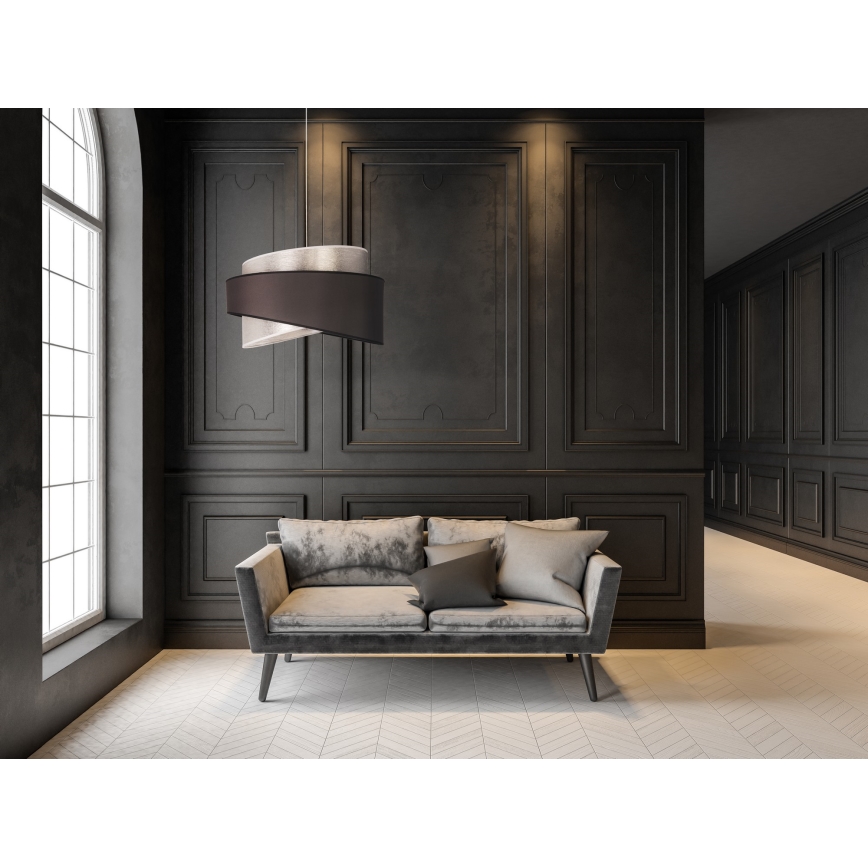 Duolla - Hanglamp aan een koord BROOKLYN 1xE27/40W/230V diameter 50 cm zilver/zwart