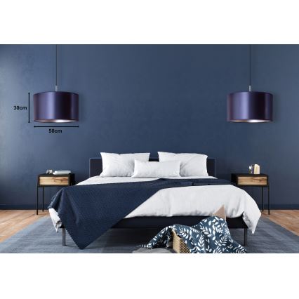 Duolla - Hanglamp aan een koord CANNES 1xE27/15W/230V diameter 50 cm blauw/zilver