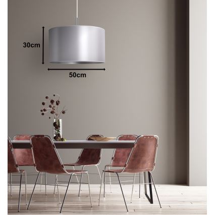 Duolla - Hanglamp aan een koord CANNES 1xE27/15W/230V diameter 50 cm zilver