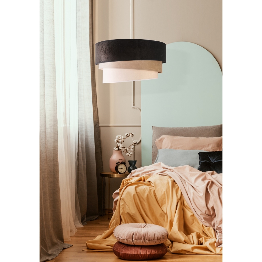 Duolla - Hanglamp aan een koord DEVON 1xE27/40W/230V diameter 45 cm zwart/beige