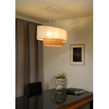 Duolla - Hanglamp aan een koord DOUBLE OVAL NATURE 2xE27/15W/230V crème/beige