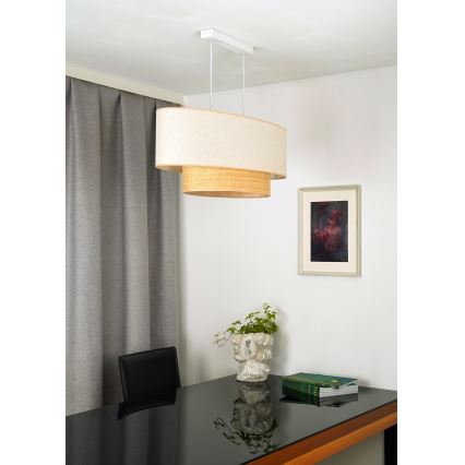 Duolla - Hanglamp aan een koord DOUBLE OVAL NATURE 2xE27/15W/230V crème/beige