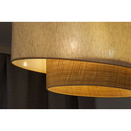 Duolla - Hanglamp aan een koord DOUBLE OVAL NATURE 2xE27/15W/230V crème/beige