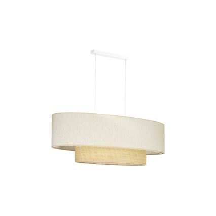 Duolla - Hanglamp aan een koord DOUBLE OVAL NATURE 2xE27/15W/230V crème/beige