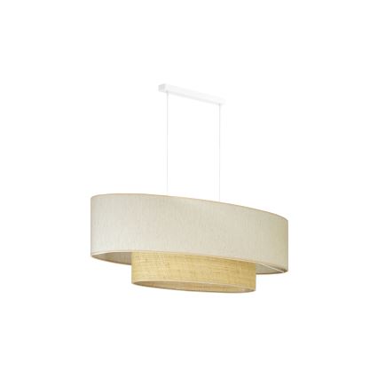 Duolla - Hanglamp aan een koord DOUBLE OVAL NATURE 2xE27/15W/230V crème/beige