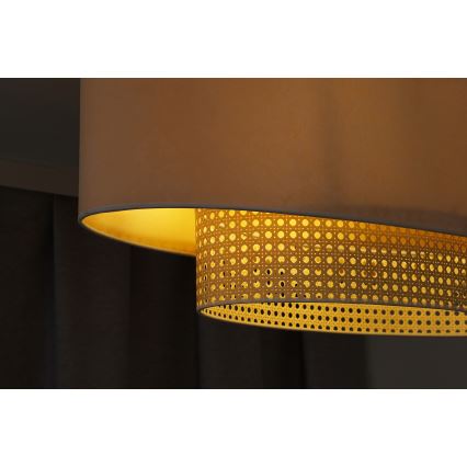 Duolla - Hanglamp aan een koord DOUBLE OVAL RATTAN 2xE27/15W/230V crème/rotan