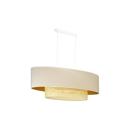 Duolla - Hanglamp aan een koord DOUBLE OVAL RATTAN 2xE27/15W/230V crème/rotan