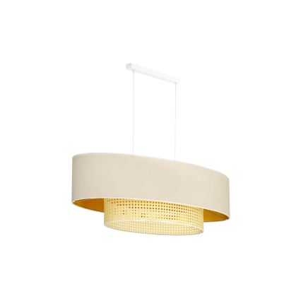 Duolla - Hanglamp aan een koord DOUBLE OVAL RATTAN 2xE27/15W/230V crème/rotan