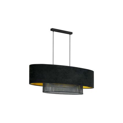 Duolla - Hanglamp aan een koord DOUBLE OVAL RATTAN 2xE27/15W/230V zwart/rotan