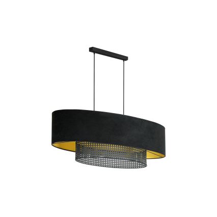 Duolla - Hanglamp aan een koord DOUBLE OVAL RATTAN 2xE27/15W/230V zwart/rotan