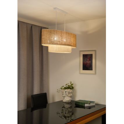 Duolla - Hanglamp aan een koord DOUBLE OVAL YUTE 2xE27/15W/230V bruin/crème