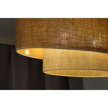 Duolla - Hanglamp aan een koord DOUBLE OVAL YUTE 2xE27/15W/230V bruin/crème