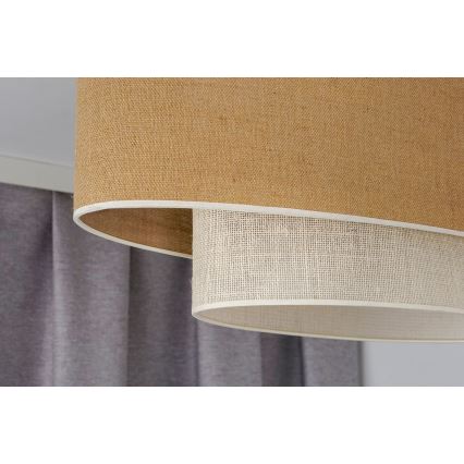 Duolla - Hanglamp aan een koord DOUBLE OVAL YUTE 2xE27/15W/230V bruin/crème