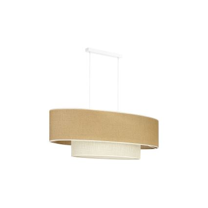 Duolla - Hanglamp aan een koord DOUBLE OVAL YUTE 2xE27/15W/230V bruin/crème