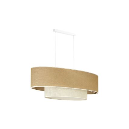 Duolla - Hanglamp aan een koord DOUBLE OVAL YUTE 2xE27/15W/230V bruin/crème