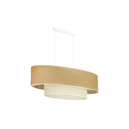 Duolla - Hanglamp aan een koord DOUBLE OVAL YUTE 2xE27/15W/230V bruin/crème