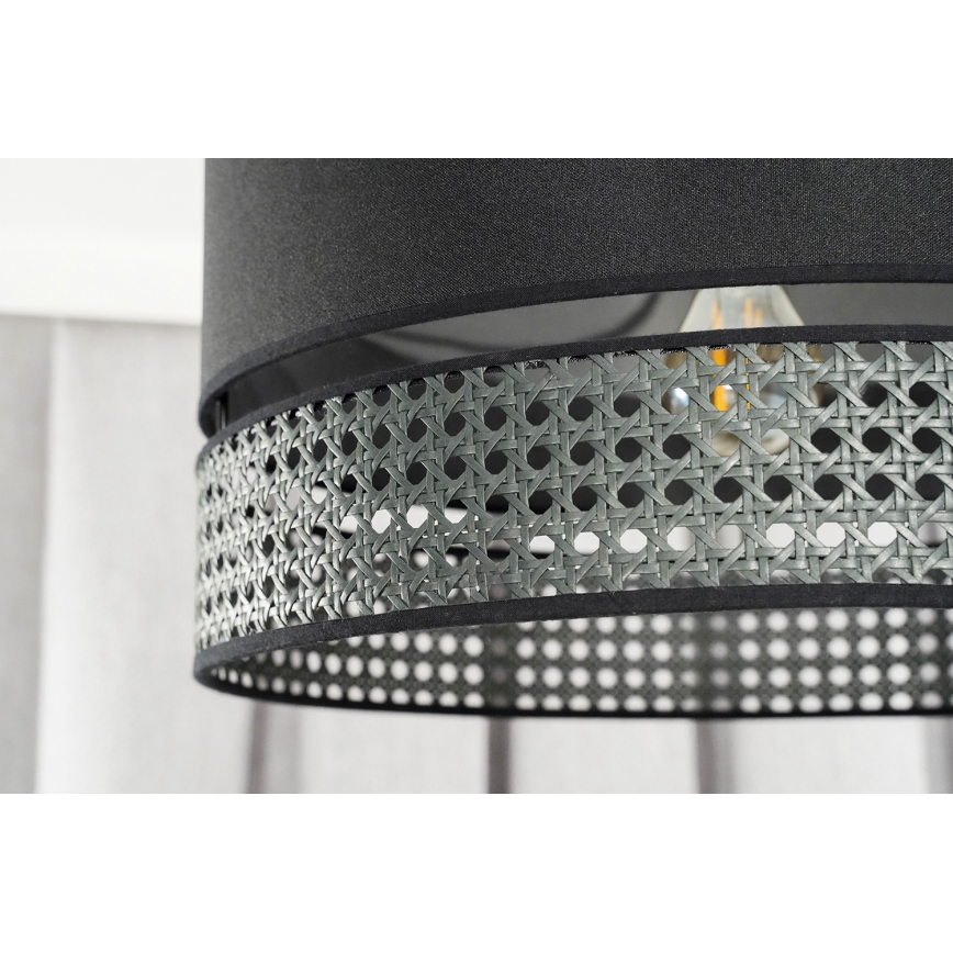 Duolla - Hanglamp aan een koord DOUBLE RATTAN 1xE27/15W/230V diameter 40 cm zwart
