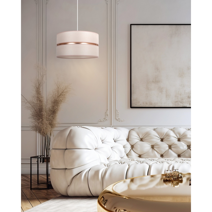 Duolla - Hanglamp aan een koord DUO 1xE27/15W/230V diameter 40 cm beige/goud