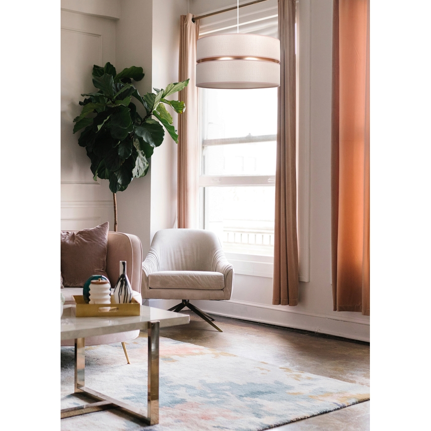 Duolla - Hanglamp aan een koord DUO 1xE27/15W/230V diameter 40 cm beige/goud