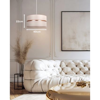 Duolla - Hanglamp aan een koord DUO 1xE27/15W/230V diameter 40 cm beige/goud