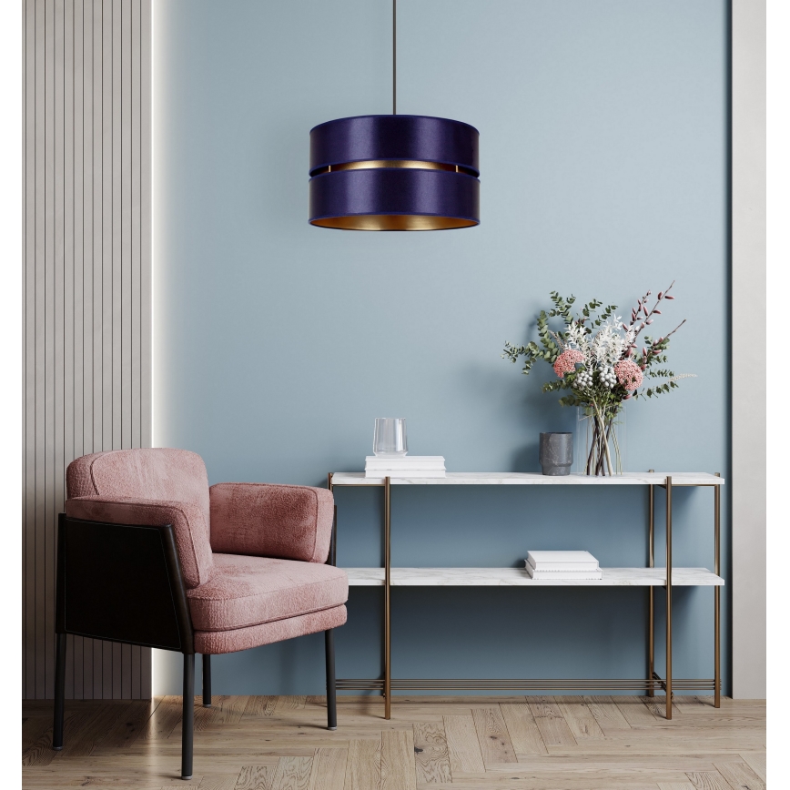 Duolla - Hanglamp aan een koord DUO 1xE27/15W/230V diameter 40 cm blauw/goud