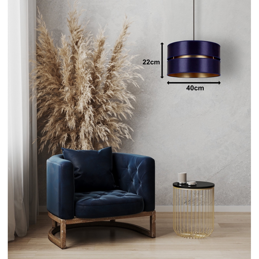 Duolla - Hanglamp aan een koord DUO 1xE27/15W/230V diameter 40 cm blauw/goud