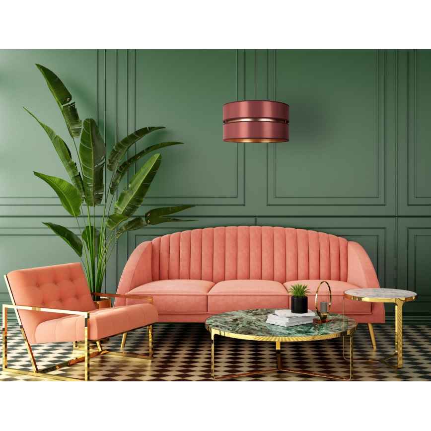 Duolla - Hanglamp aan een koord DUO 1xE27/15W/230V diameter 40 cm bordeaux/goud