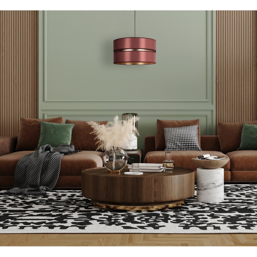 Duolla - Hanglamp aan een koord DUO 1xE27/15W/230V diameter 40 cm bordeaux/goud