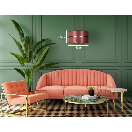 Duolla - Hanglamp aan een koord DUO 1xE27/15W/230V diameter 40 cm bordeaux/goud