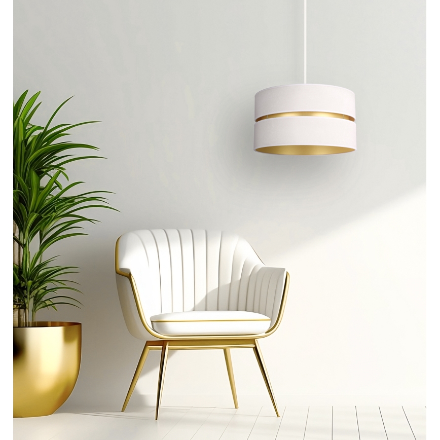 Duolla - Hanglamp aan een koord DUO 1xE27/15W/230V diameter 40 cm crème/goud